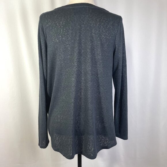 Bobeau Top Twist Front Hem Long Sleeve Lightweight Heathered Dark Gray Size M - Picture 3 of 13